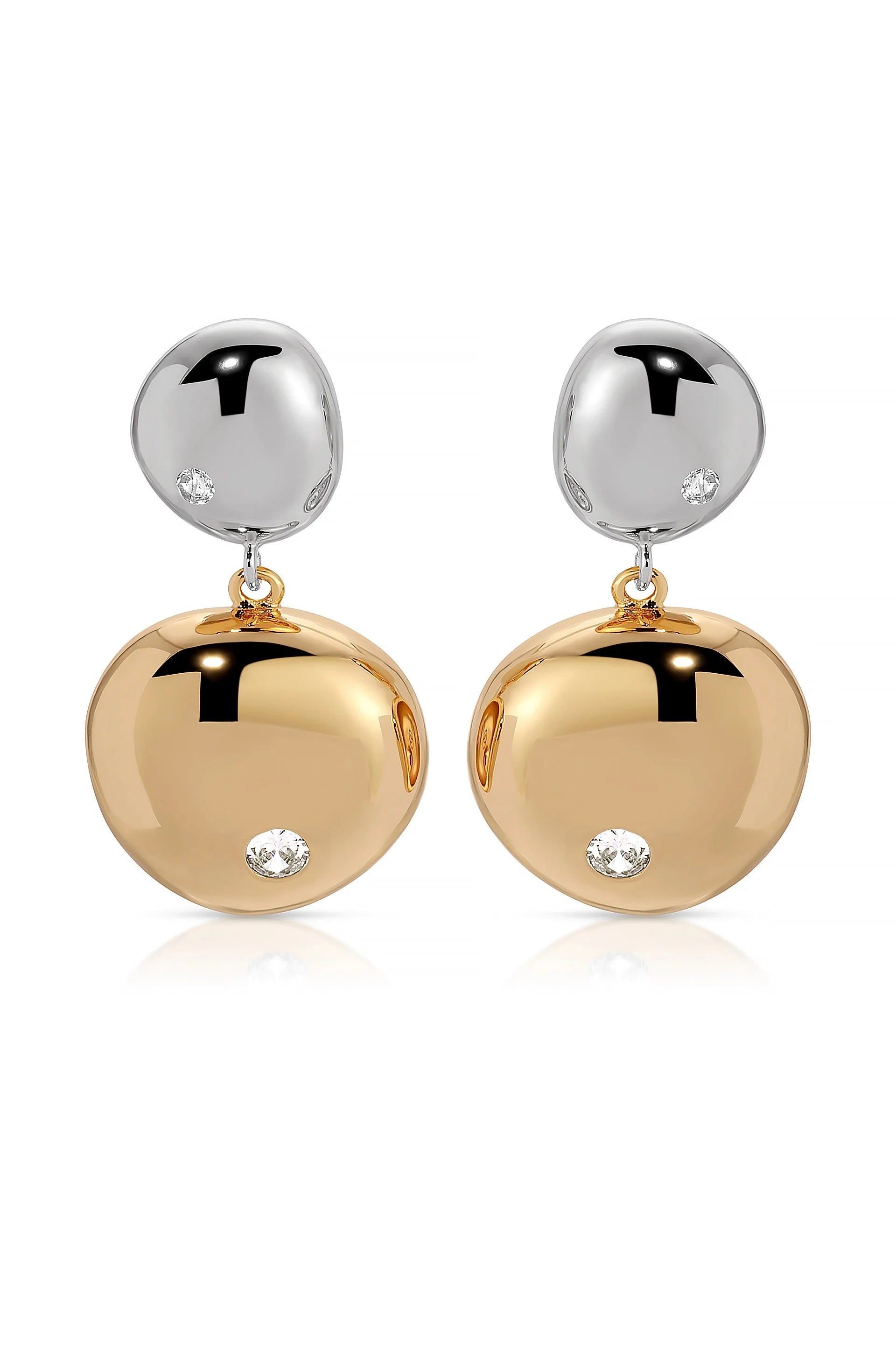 Polished Double Pebble Drop Earrings