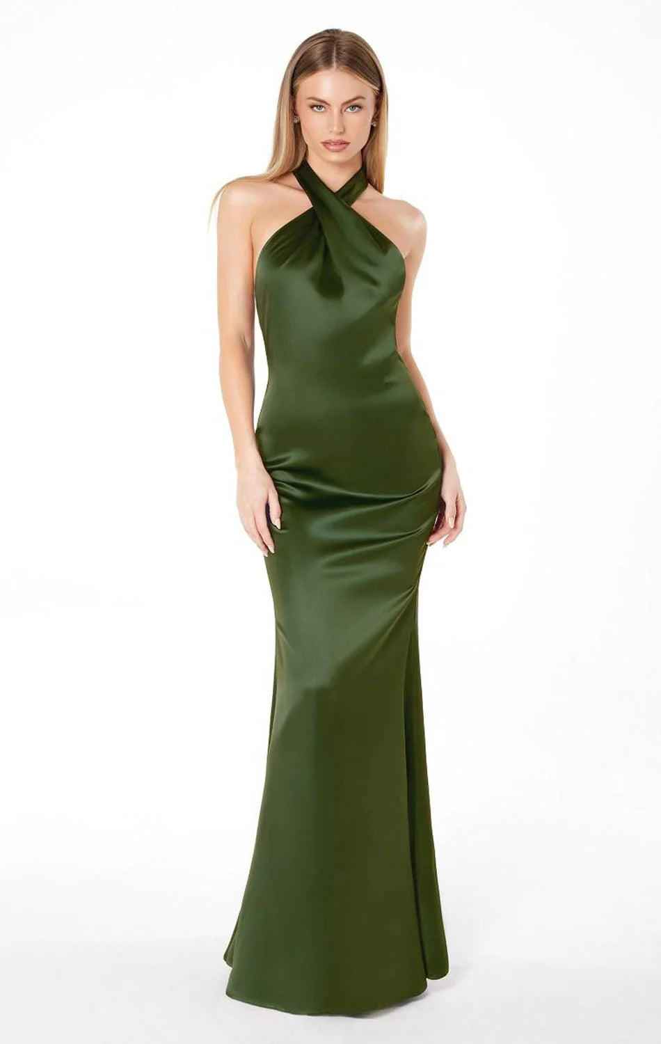 Piper Maxi Dress Fitted Satin Halter Dress