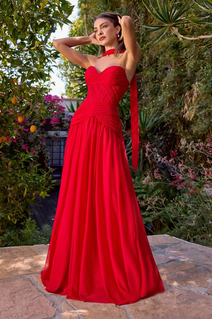Kimberly Gown Chiffon A line Dress With Scarf