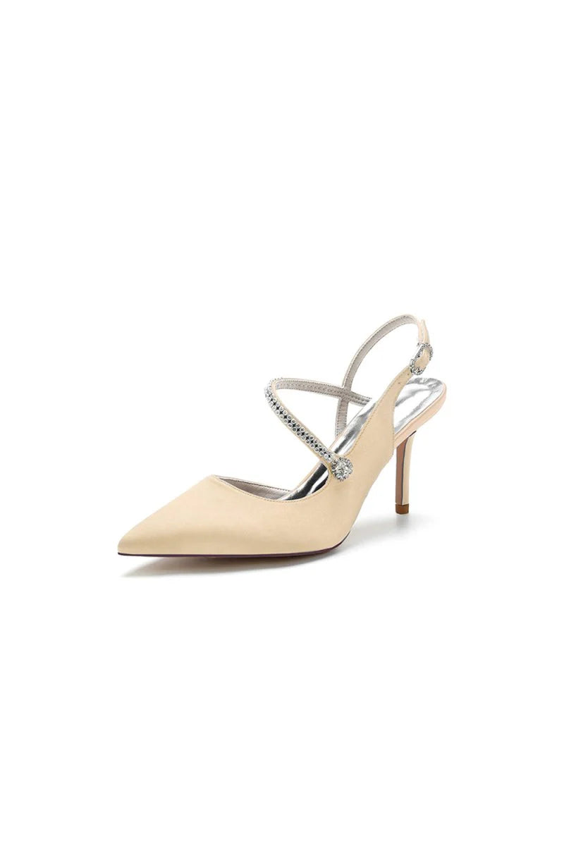 Crystal Strap Pointed Toe Stiletto Heel Shoes