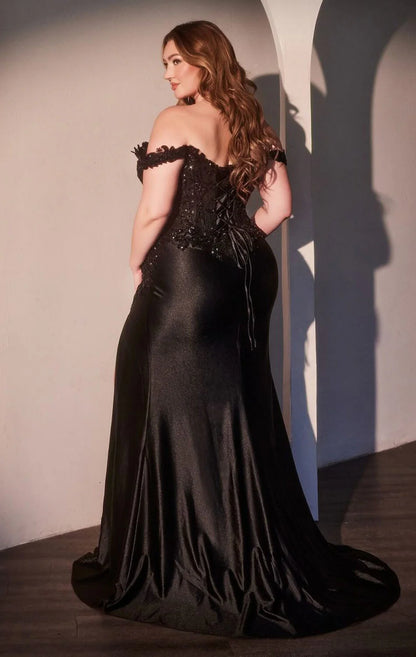 PHILIPPA GOWN OFF THE SHOULDER LACE SATIN DRESS