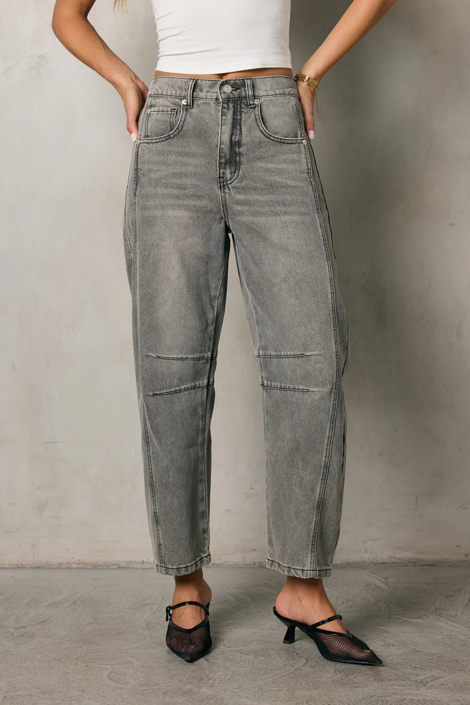 Lisette Barrel Jean in Grey FINAL SALE