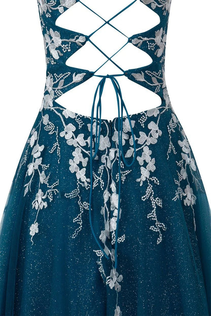 Aline Short Glitter Tulle Homecoming Dress with Appliques