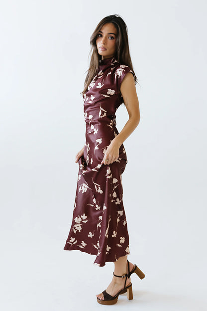 Carson Floral Maxi Dress in Red Brown FINAL SALE