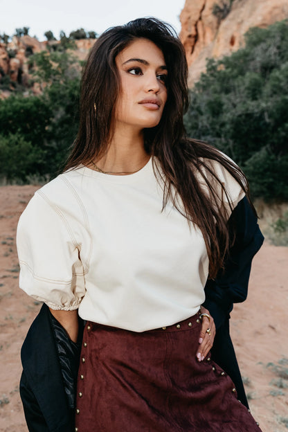 Aspen Puff Sleeve Top in Ecru FINAL SALE