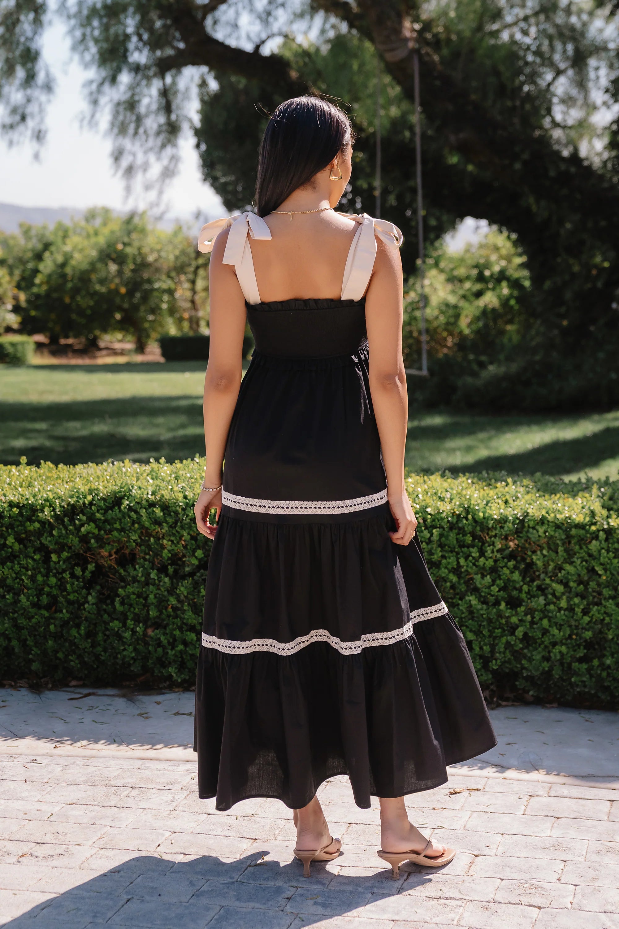 Mollie Tiered Maxi Dress in Black