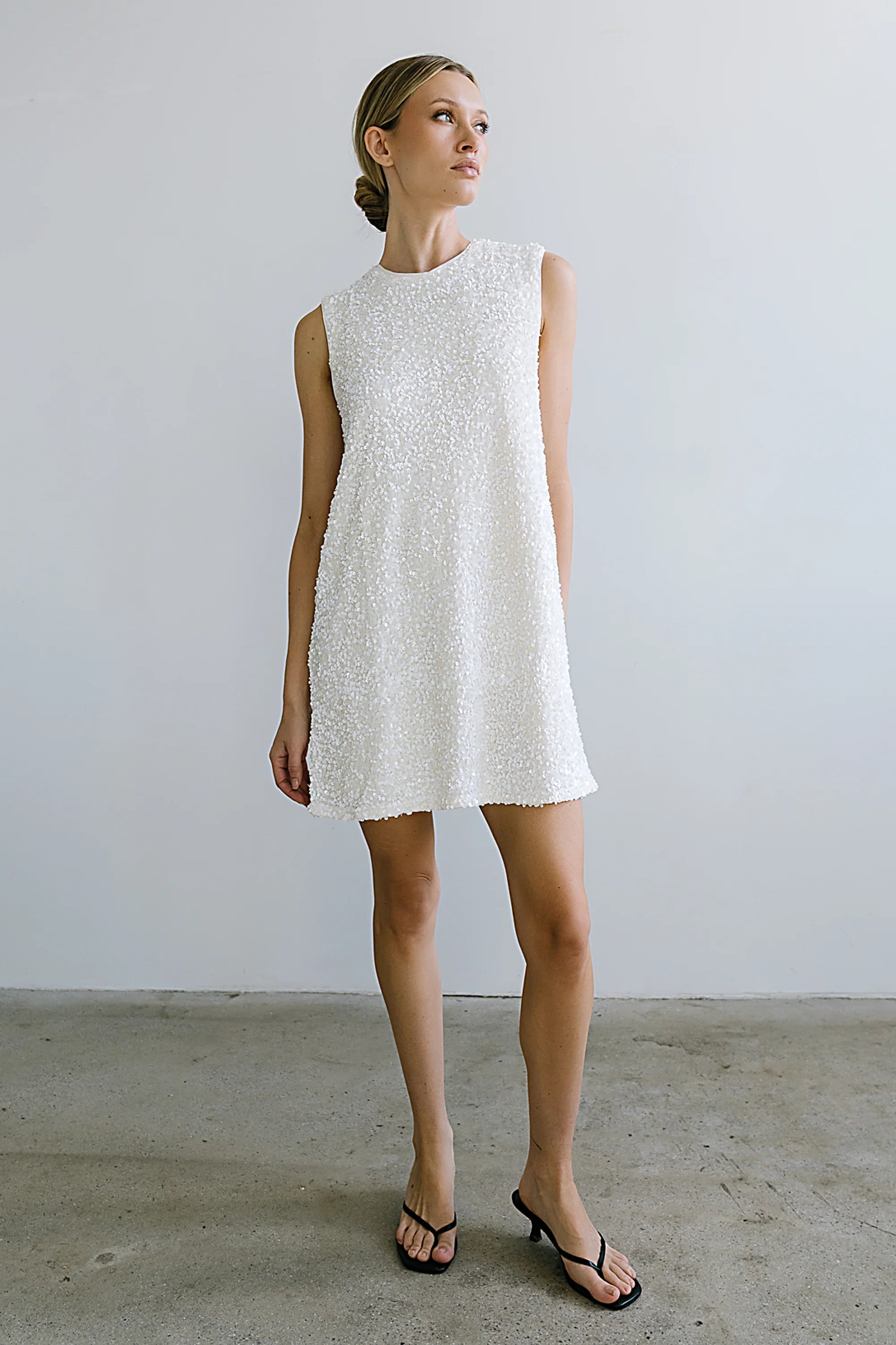 Bessie Sequin Mini Dress in Cream FINAL SALE