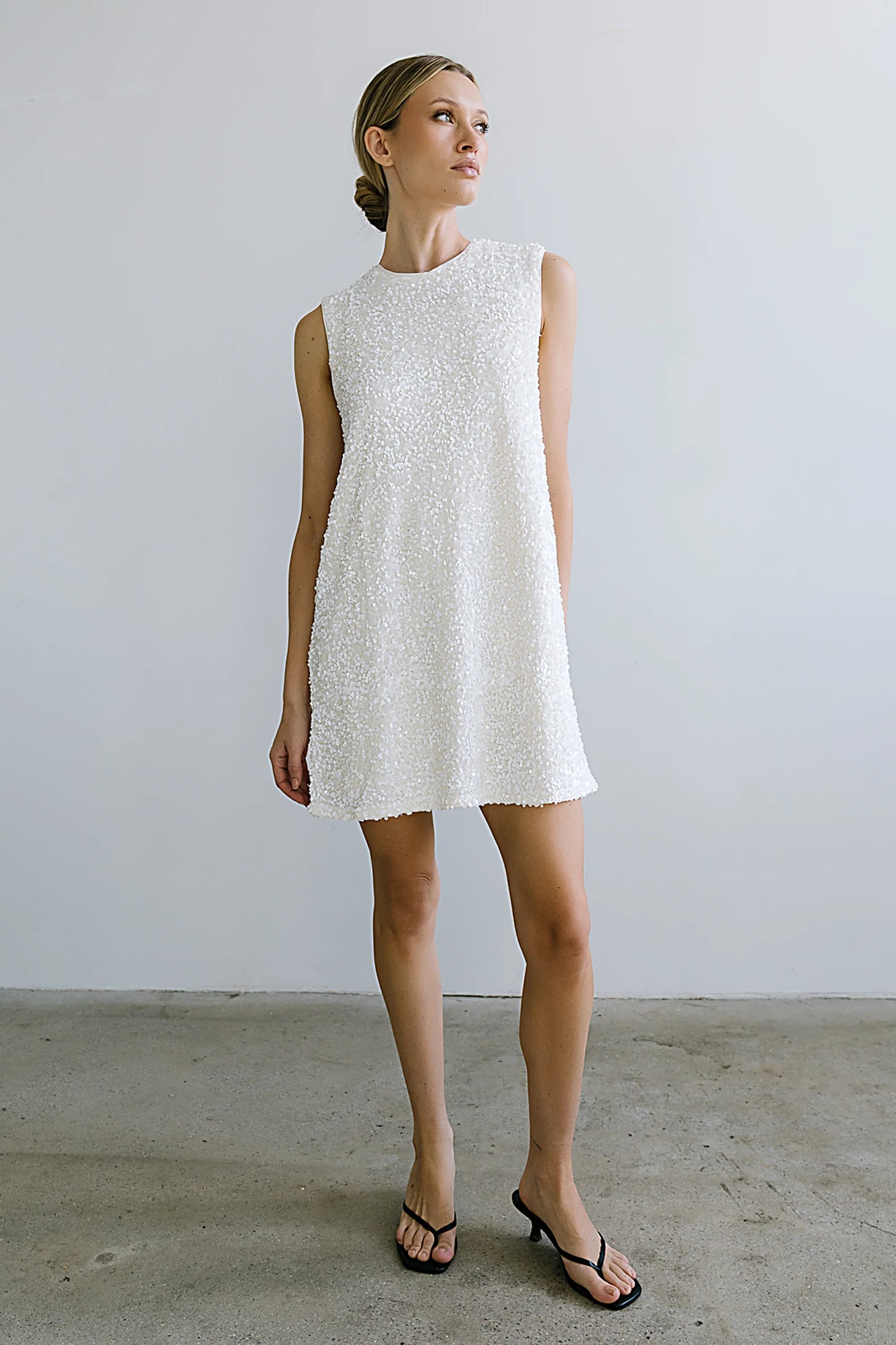 Bessie Sequin Mini Dress in Cream FINAL SALE