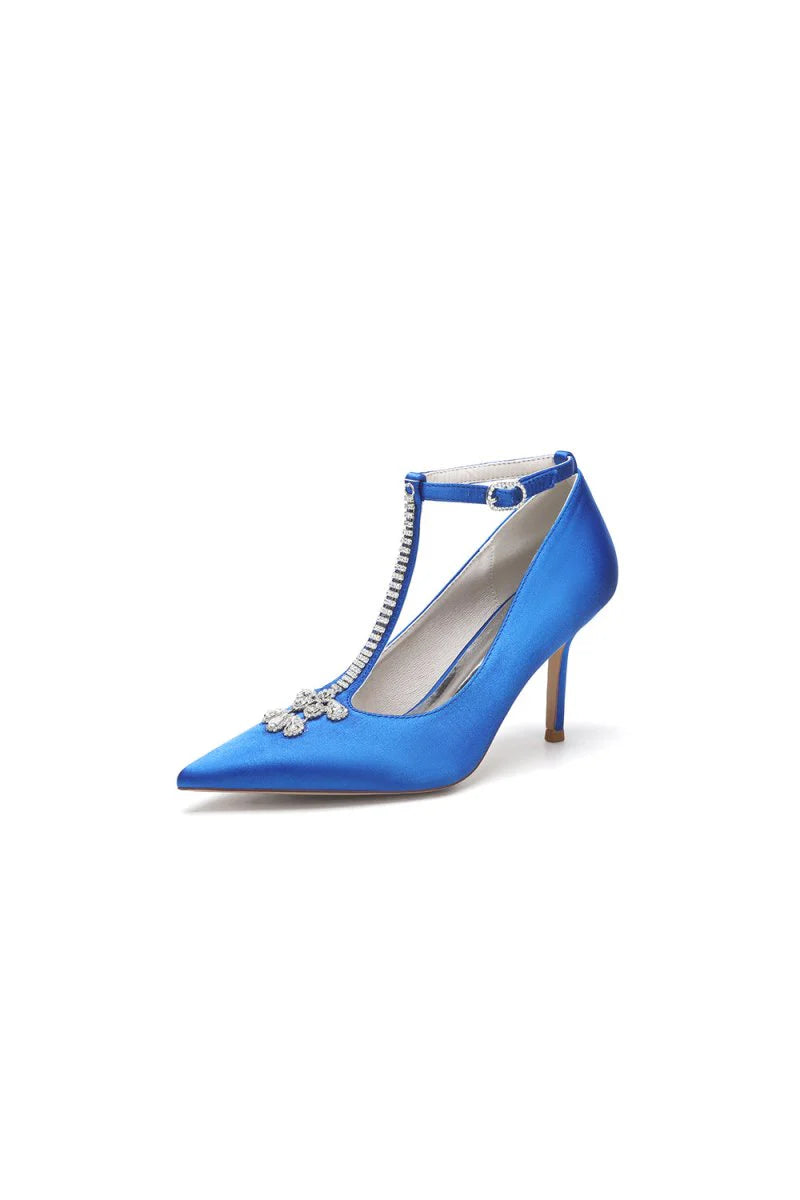 Party Pointed Toe Crystal Strap High Heels Shoes