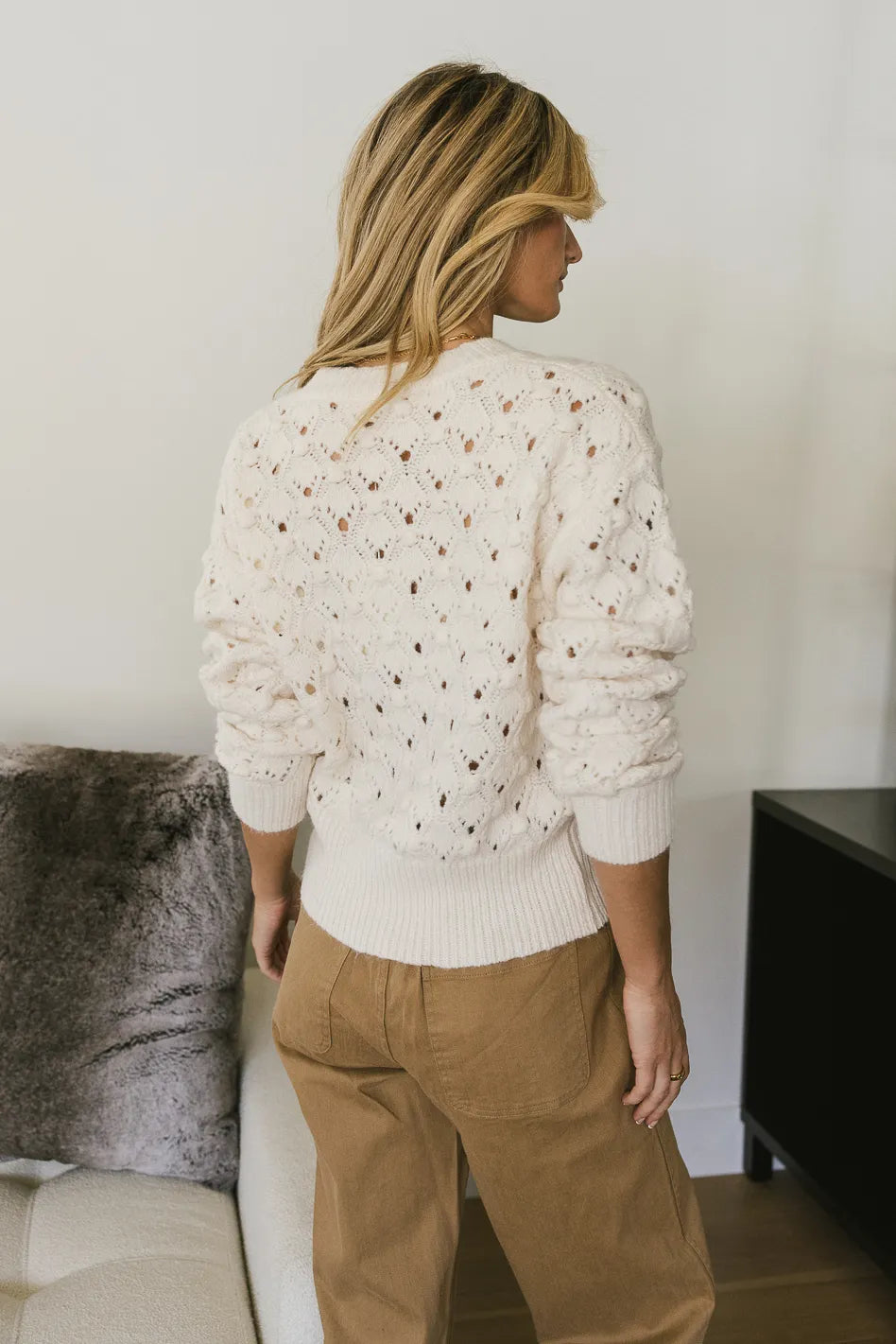 Tessa Pointelle Sweater in Cream FINAL SALE