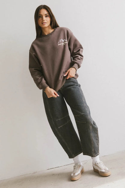 Aspen Ski Camp Crewneck in Brown FINAL SALE