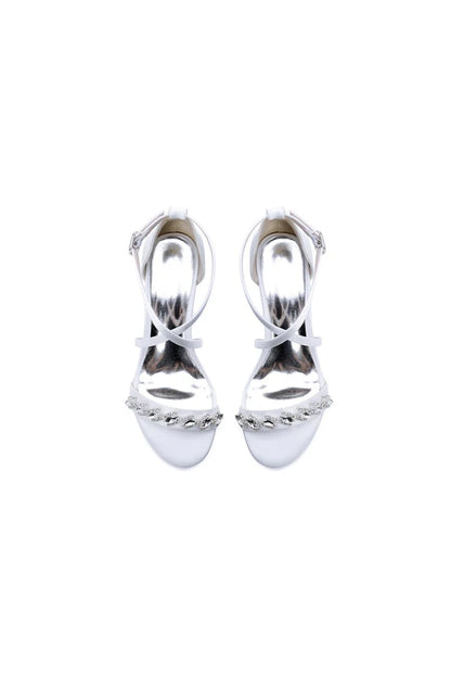 Open Toe Crystal Hollow Out Chunky Heels