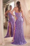 Tanya Gown Feather Trim Sequin Dress Black