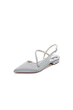 Beaded Pointed Toe Buckle Kitten Heels
