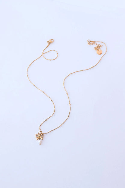 Jane Bow Pearl Necklace