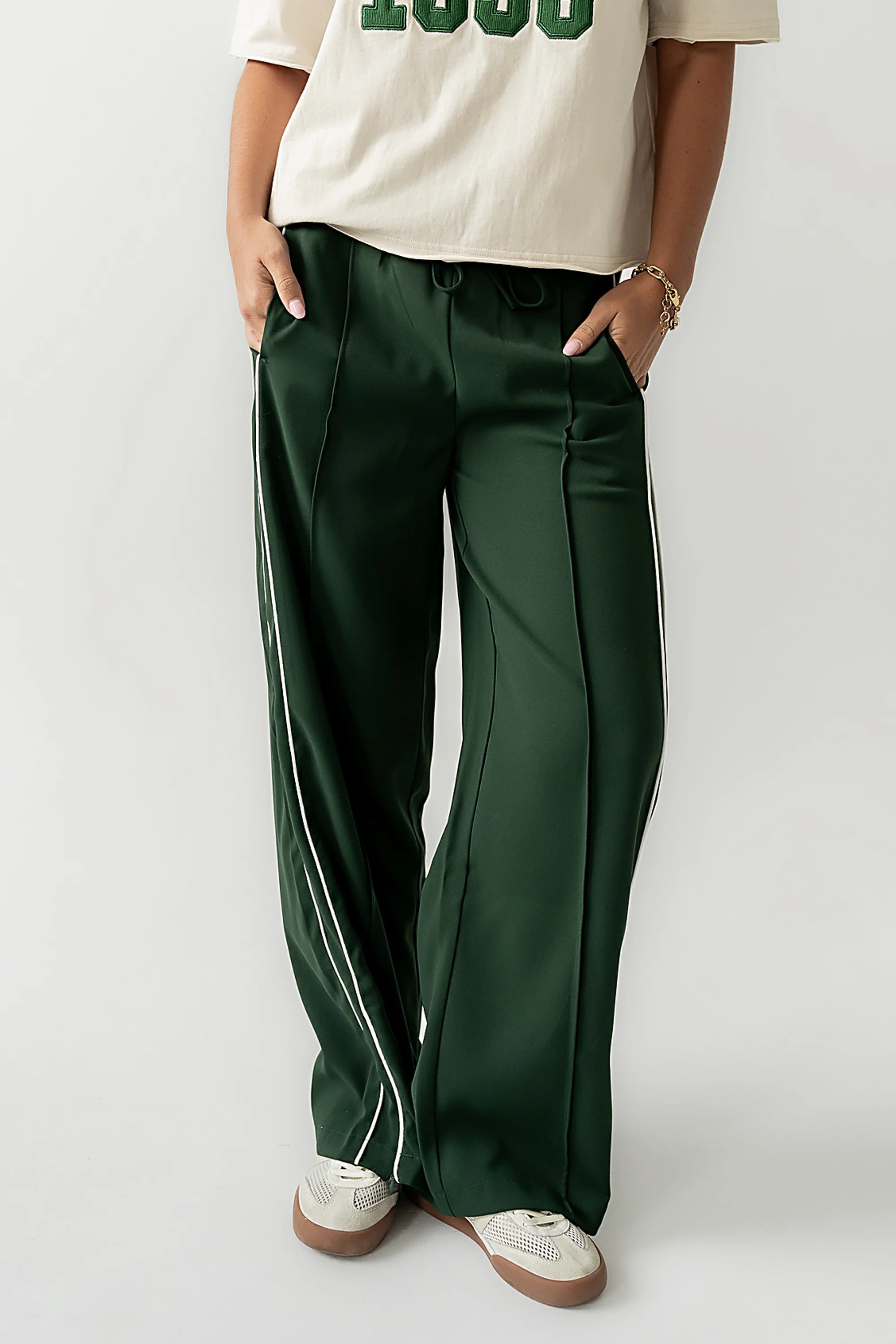 Emily Striped Wide Leg Pants in Green