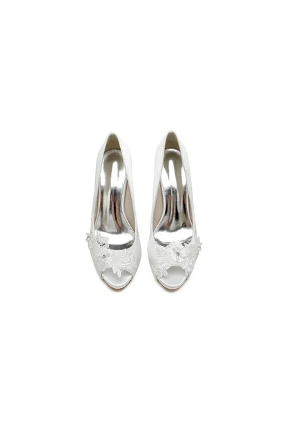 Open Point Toe Wedding Shoes with Lace