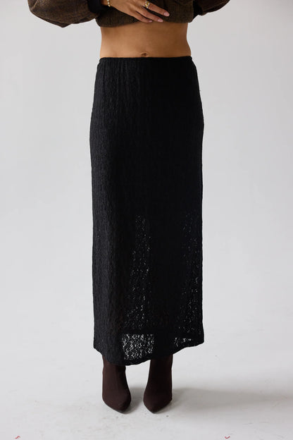 Jozette Lace Midi Skirt in Black
