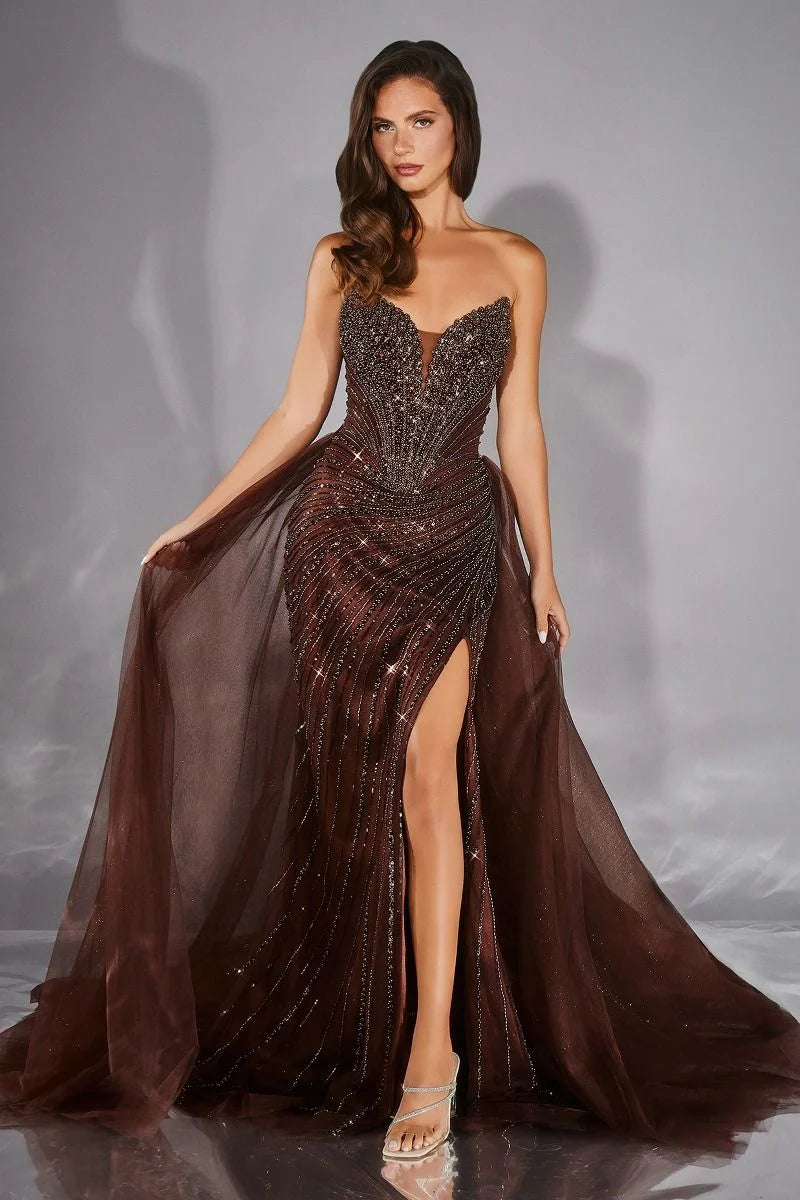 Justice Gown Strapless Beaded Dress With Overskirt