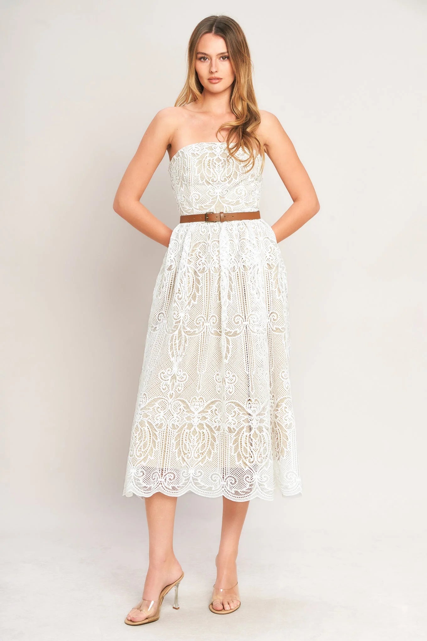 ELEGANT GARDEN LACE MIDI DRESS
