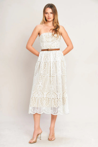 ELEGANT GARDEN LACE MIDI DRESS