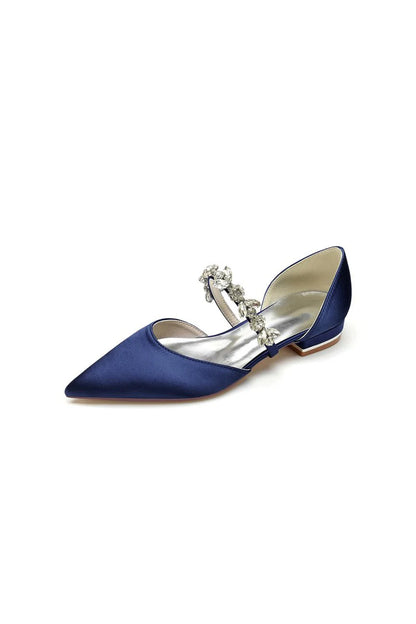 Rhinestone Pointed Toe Low Heels