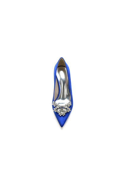 Party Pointed Toe Crystal Satin High Heels
