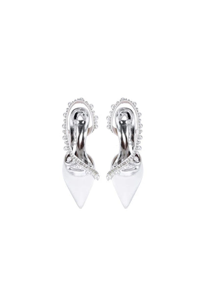 Royal Blue High Heels with Pearl and Crystal Embellishments Description