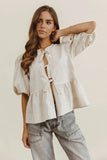 Corey Peplum Top in Tan