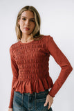 Harry Smocked Top in Brick FINAL SALE
