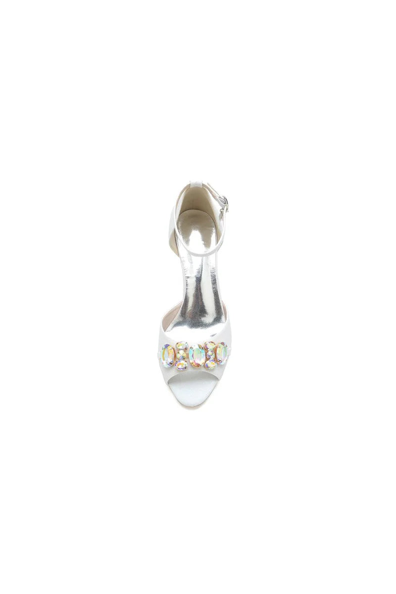 Peep Toe Rhinestone Strap Buckle Stiletto Heels