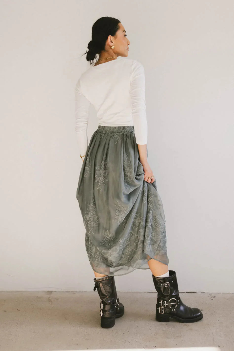 Grace Floral Tulle Skirt in Teal FINAL SALE