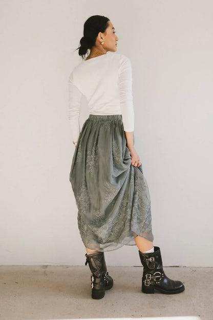 Grace Floral Tulle Skirt in Teal FINAL SALE