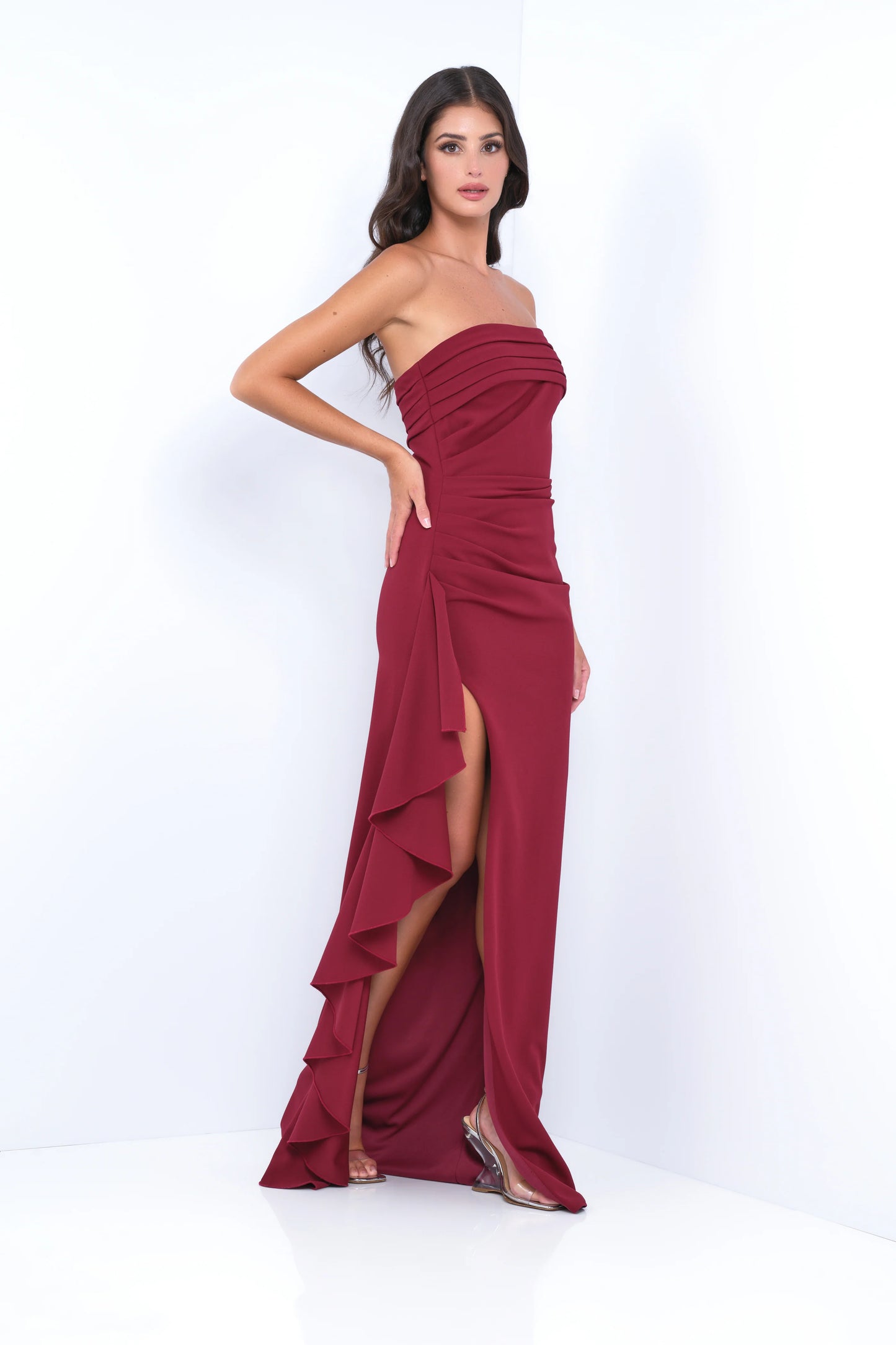 Marie Strapless Maxi Dress Burgundy