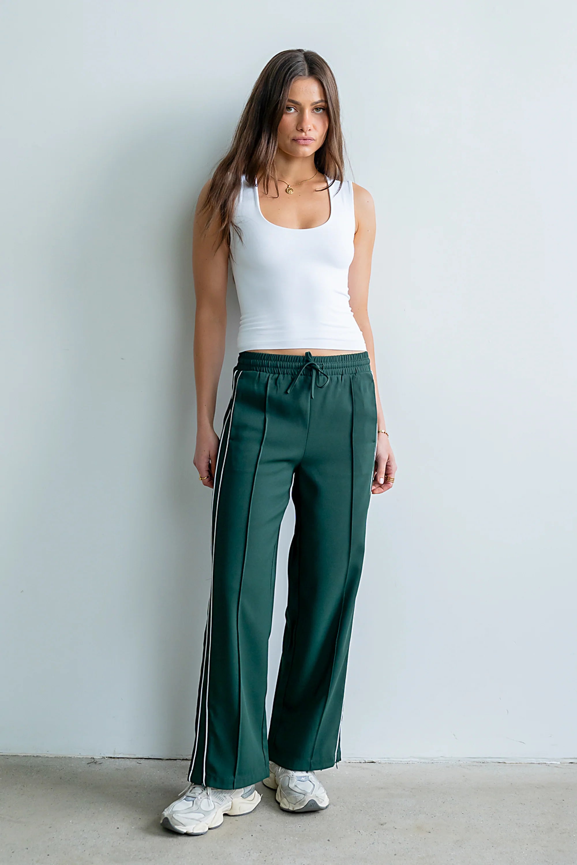 Emily Striped Wide Leg Pants in Green