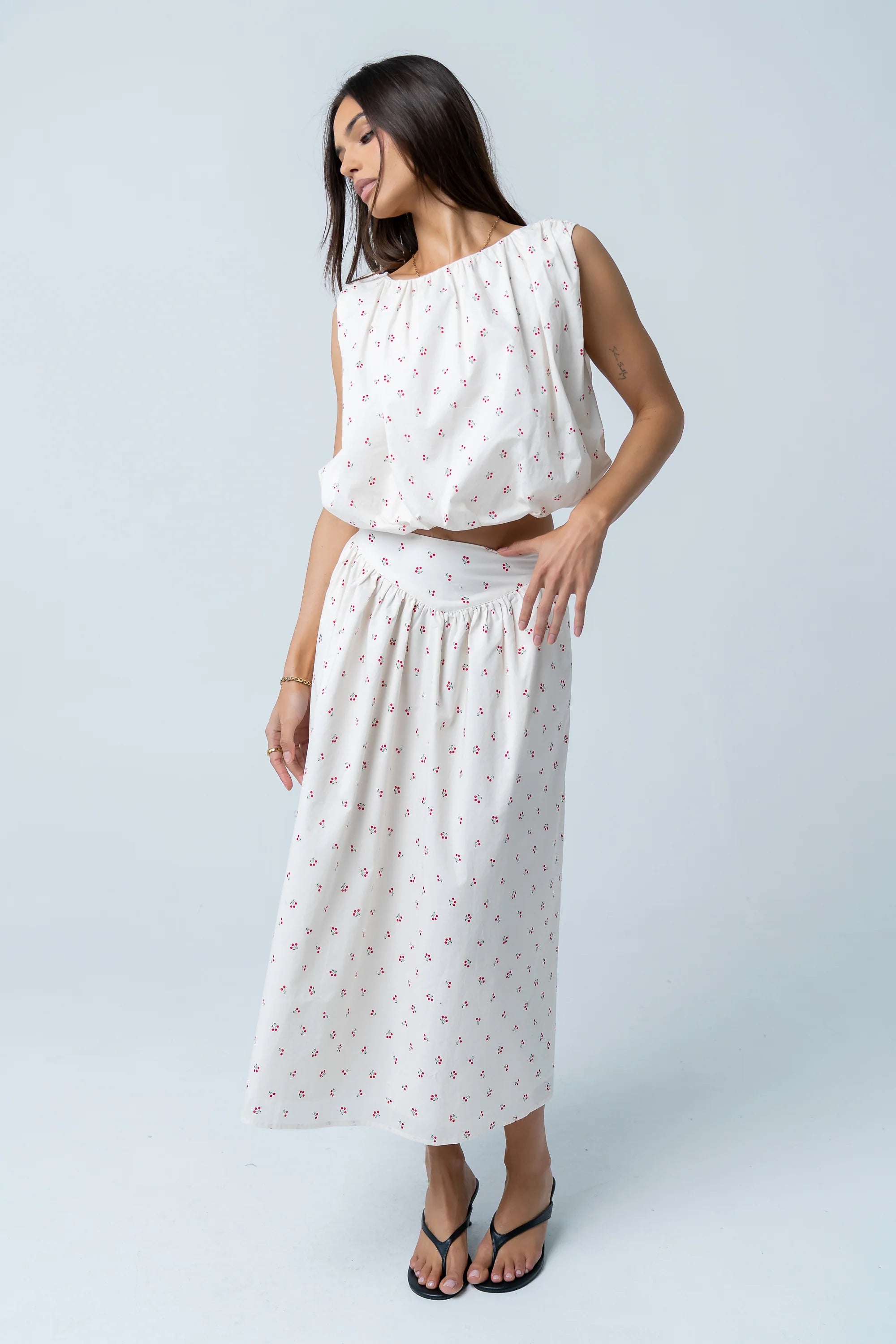 Tyla Cherry Midi Skirt