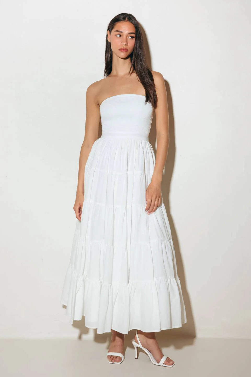 BREEZE OPEN BACK MIDI DRESS WHITE