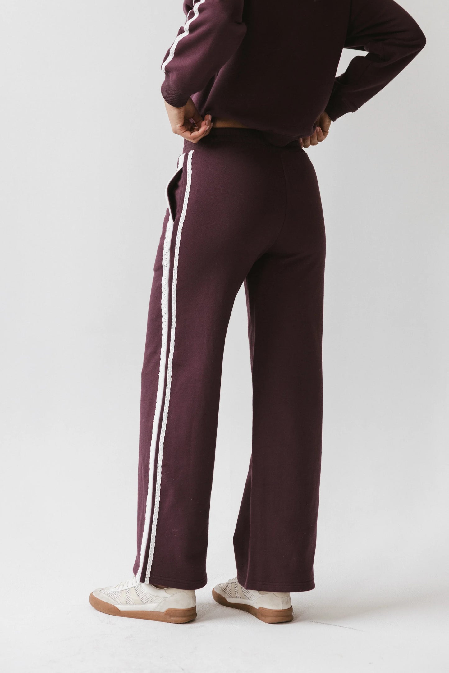 Mickey Wide Leg Jogger in Burgundy FINAL SALE
