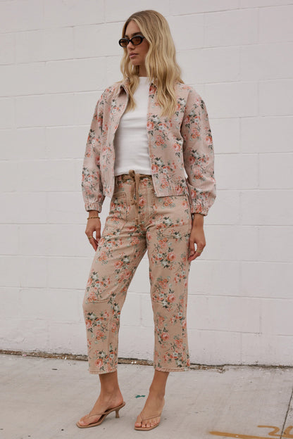 Kellie Floral Barrel Jeans in Vintage Ginger