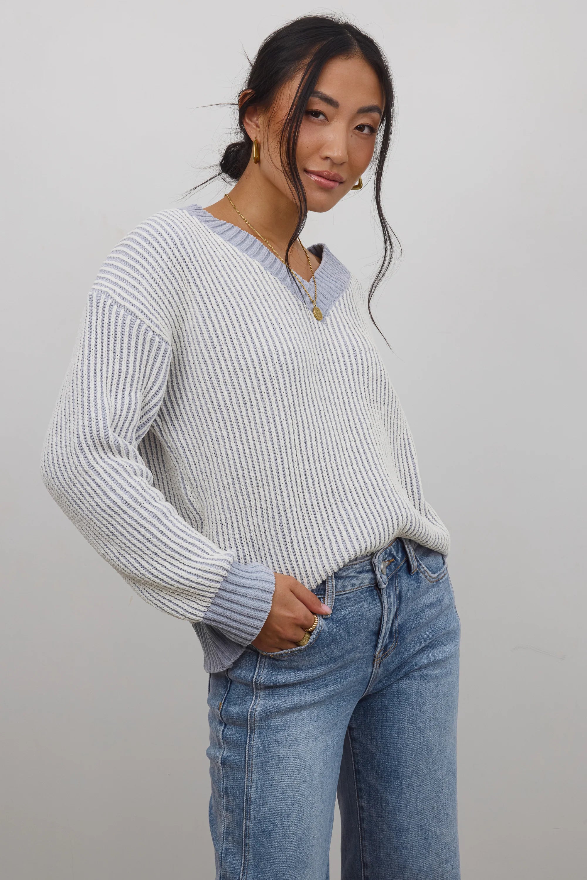 Glinda Knit Sweater in Blue FINAL SALE