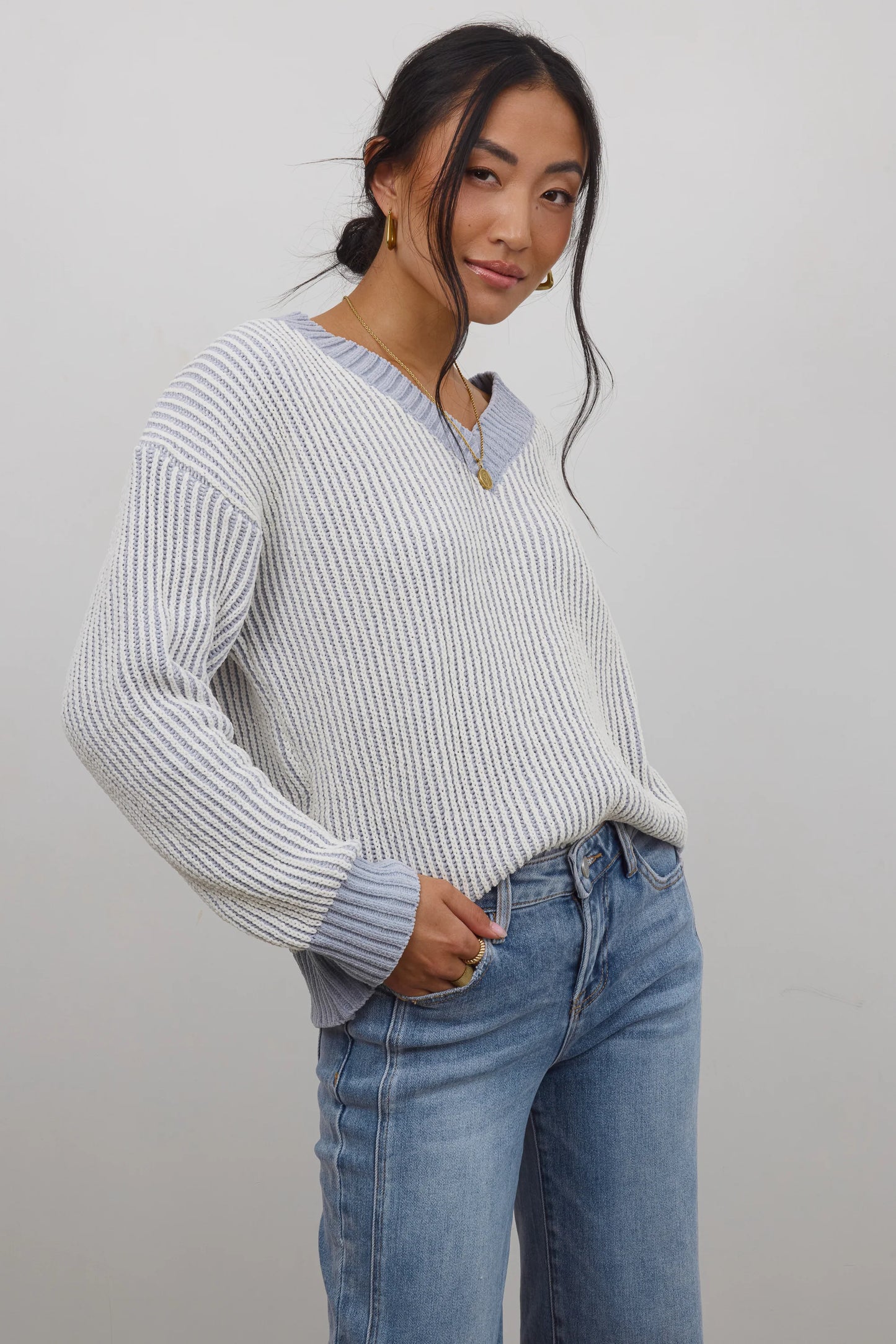 Glinda Knit Sweater in Blue FINAL SALE