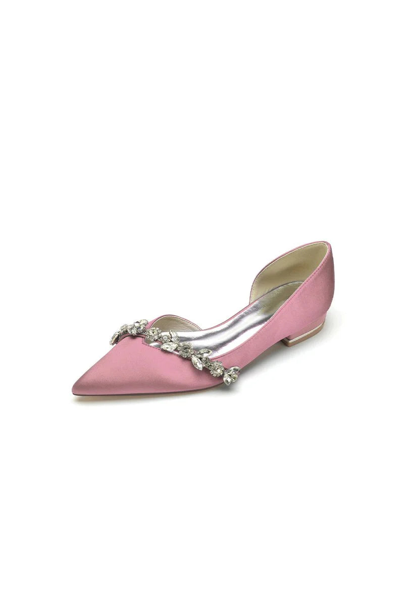 Chic Rhinestone Pointed Toe Kitten Heels