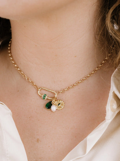 Green Queen Crystal Charm Necklace