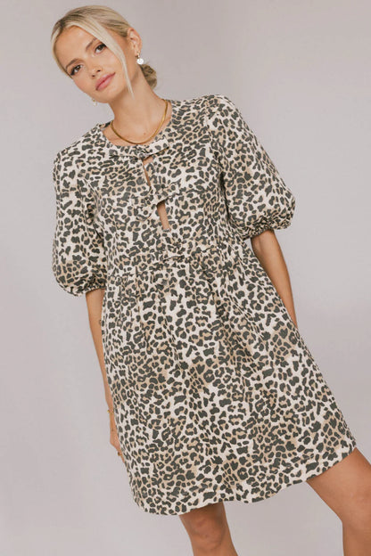 Tori Peplum Mini Dress in Leopard FINAL SALE