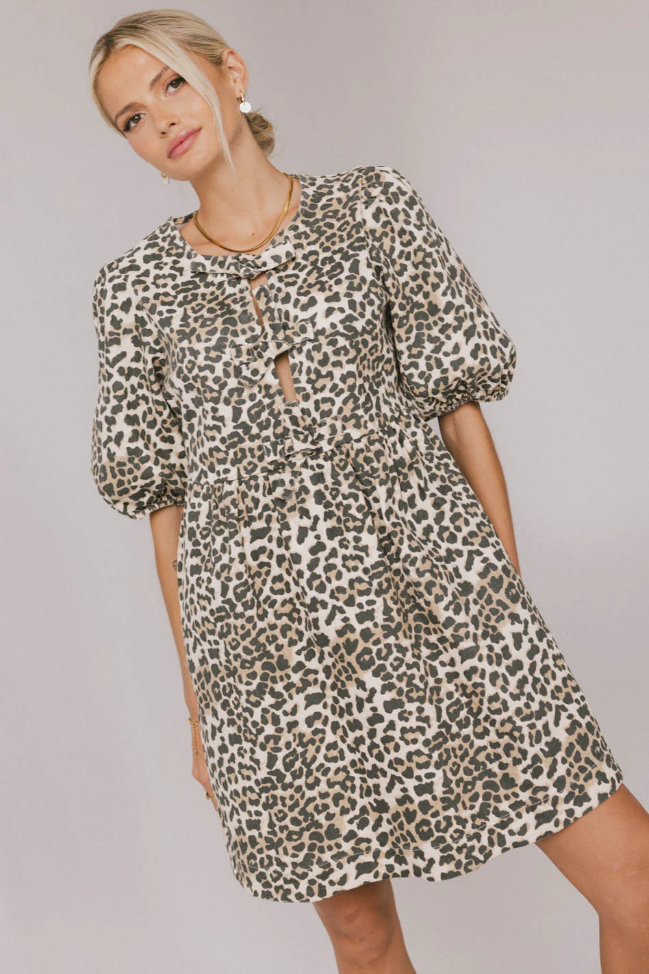Tori Peplum Mini Dress in Leopard FINAL SALE