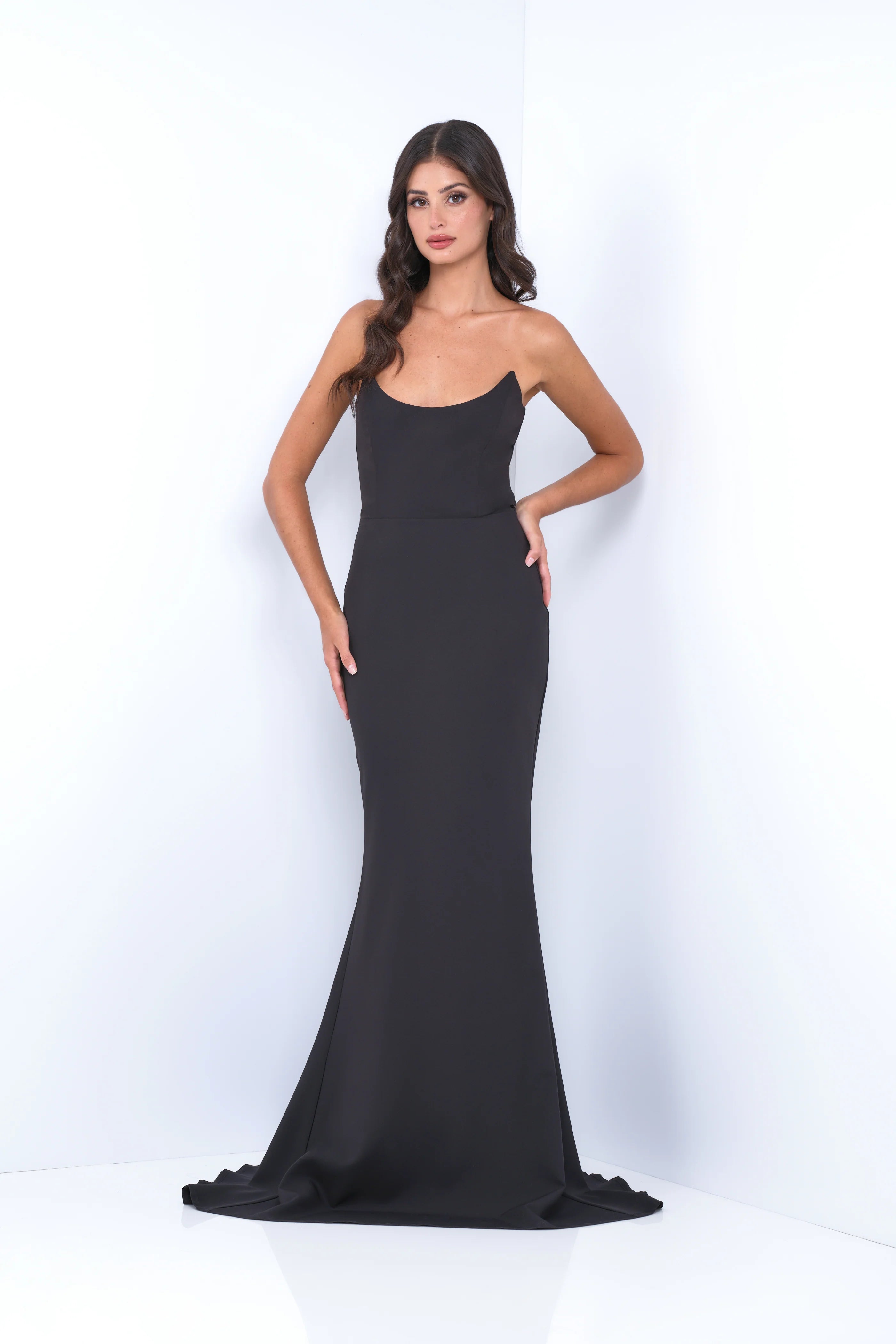 Daris Gown Black Cat Eye Scoop Neckline Dress