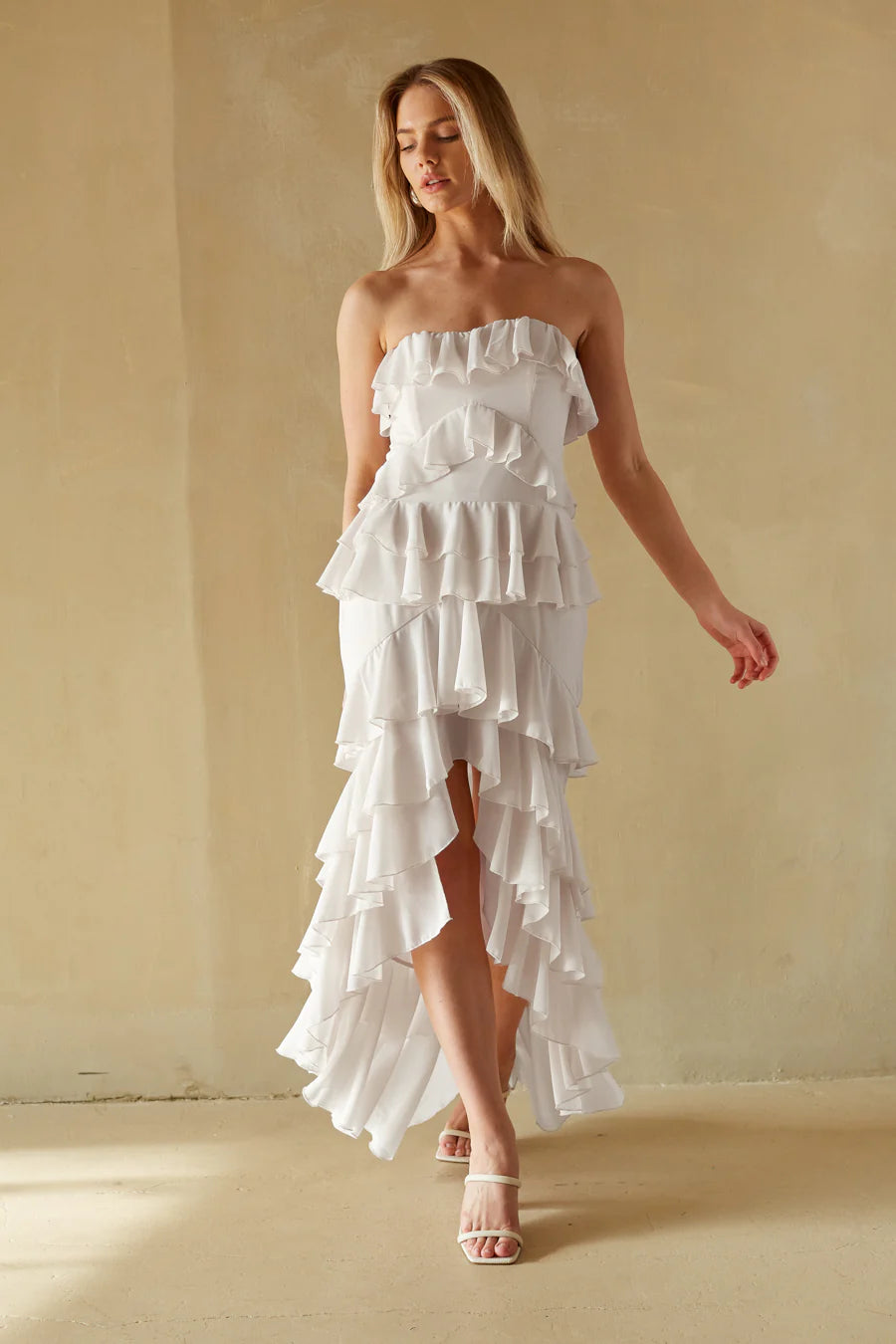 Clementine High Low Ruffle Maxi Dress