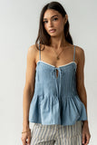 Mckell Peplum Tank Top in Blue
