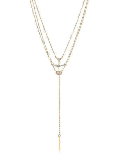 Layered Opal Lariat Necklace Set of 3