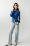 Mia Button Up Top in Blue